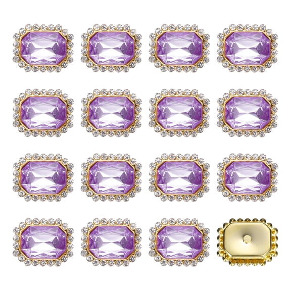 20pcs Rhinestone Embellishments Sew on Rhinestones Button Flat Back Rhinestone Buttons Gems for DIY Crafts Jewelry Making Clothes Shoes Decorations Accessories, Gold/Purple