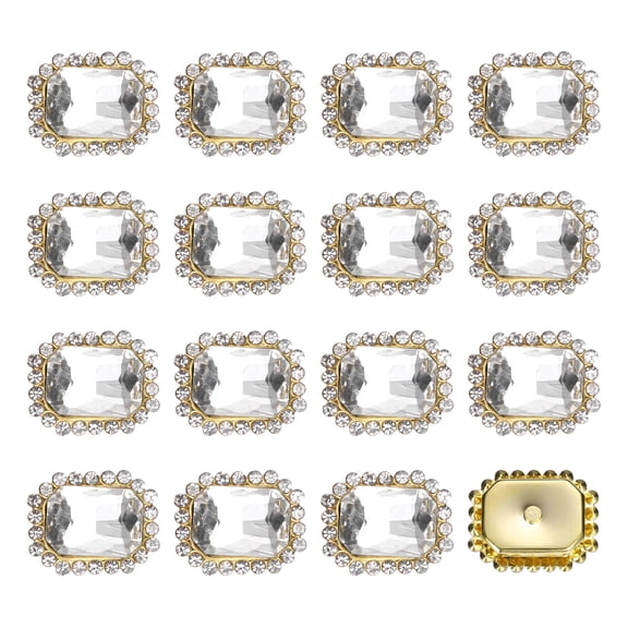 20pcs Rhinestone Embellishments Sew on Rhinestones Button Flat Back Rhinestone Buttons Gems for DIY Crafts Jewelry Making Clothes Shoes Decorations Accessories, Gold/Clear
