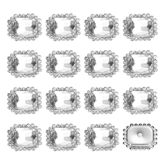 20pcs Rhinestone Embellishments Sew on Rhinestones Button Flat Back Rhinestone Buttons Gems for DIY Crafts Jewelry Making Clothes Shoes Decorations Accessories, Silver/Clear