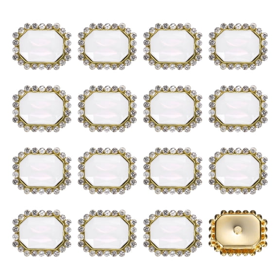 20pcs Rhinestone Embellishments Sew on Rhinestones Button Flat Back Rhinestone Buttons Gems for DIY Crafts Jewelry Making Clothes Shoes Decorations Accessories, Gold/White