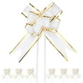 thumbnail image 1 of 20pcs Ribbon Pull Bows 8 Inch Bows for Wedding Baskets Gold Edge, White, 1 of 7