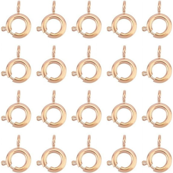20pcs Rose Gold Mini Stainless Steel Spring Rings Clasps Round Spring Clasps Close Ring with 1.8mm Hole Metal Clasps for Jewelry Making 6x1.5mm