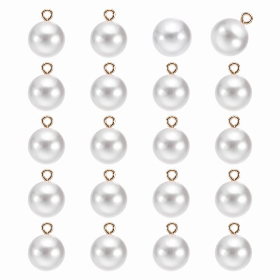 20pcs Round Faux Pearl Buttons 14mm 9/16" Gold Metal Shank Sewing Buttons Replacement DIY Small Button for Sewing Clothing Bridal Wedding Dress DIY Crafts, Bright White Gold