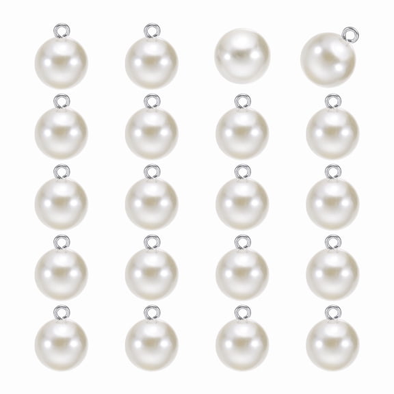 20pcs Round Faux Pearl Buttons 16mm 5/8" Gold Metal Shank Sewing Buttons Replacement DIY Small Button for Sewing Clothing Bridal Wedding Dress DIY Crafts, Beige Silver