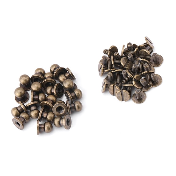 20pcs Round Head Solid Copper Nail Rivet Button DIY Leather Accessories, 8x6mm Bronze