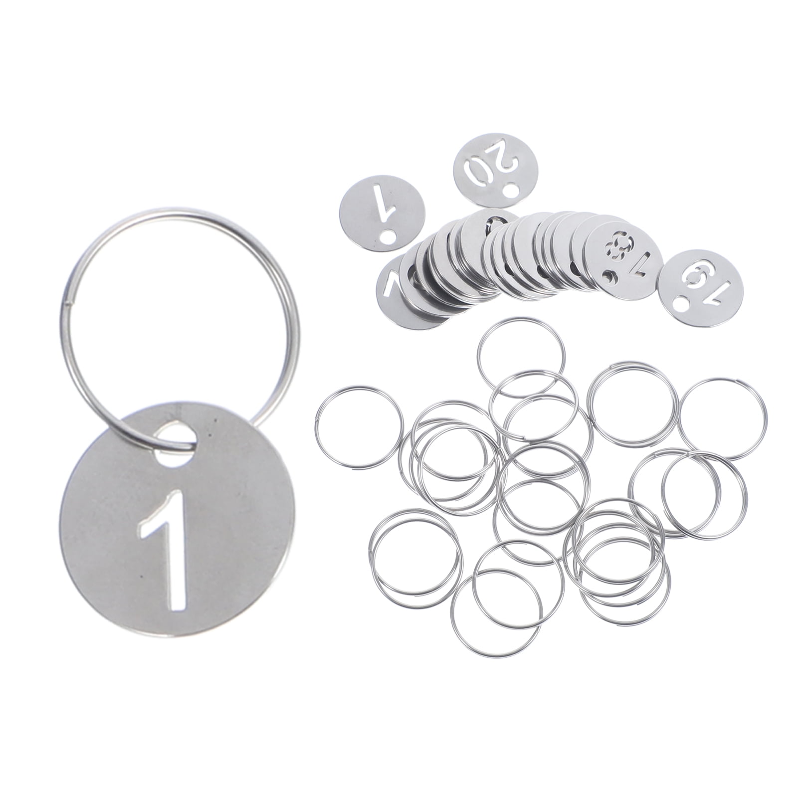 20pcs Round Numbered Tags Stainless Steel Number 120 Tags Metal Key