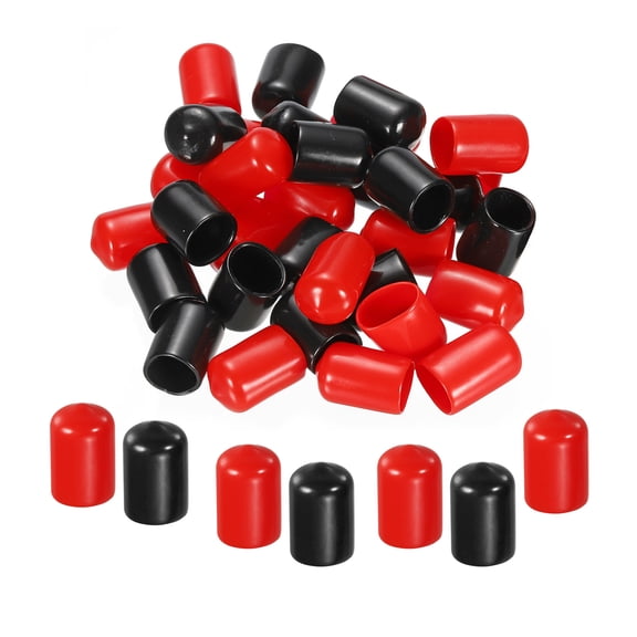 Uxcell Rubber End Caps Cover Assortment Vinyl Screw Thread Protector for Screw Bolt Black Red 0.51" 20Pcs