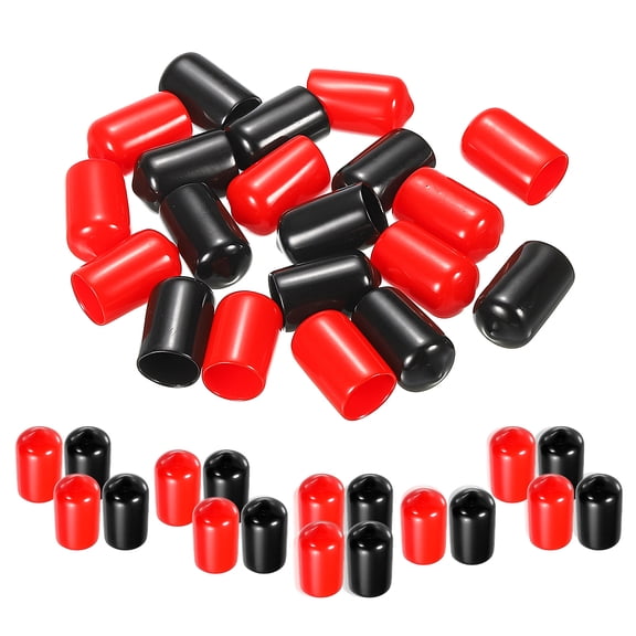 Uxcell 200pcs Rubber End Caps Cover Assortment 2mm Screw Thread Protector for Screw Bolt Black Red 12mm 20