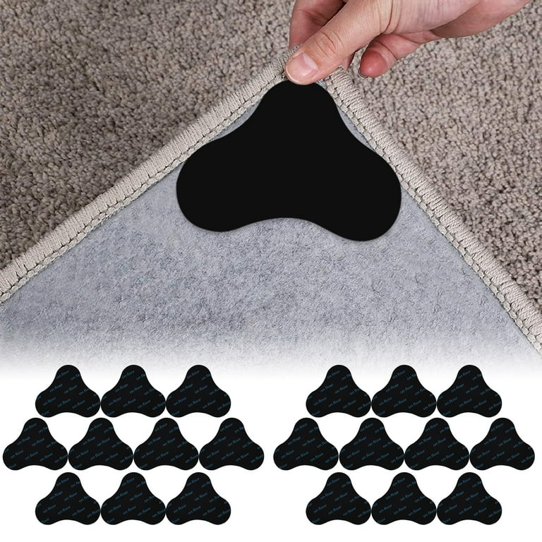 20pcs Rug Grippers Non-Slip, TSV Reusable Double Sided Anti Curling Washable  Rug Pad, Corner Skid Pads Removable Without Residue for Tiles Floors  Hardwood Floors Carpets Rubber Floor Mats Wall 