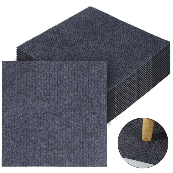 Foxnovo Self-Adhesive Carpet Pieces Dark Grey Polyester for Home Decoration 20Pcs