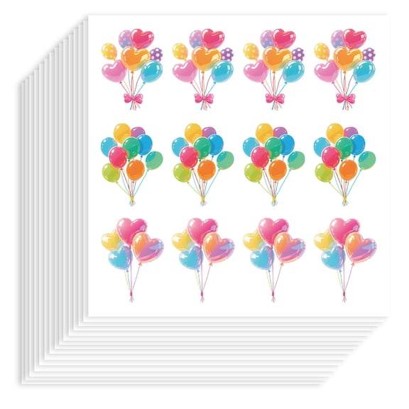 20pcs Self-Adhesive Paper Decorative Stickers for Party Decorative Presents Sealing Balloon 90x90mm 12patterns/pc