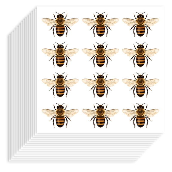 20pcs Self-Adhesive Paper Decorative Stickers for Party Decorative Presents Sealing Bees 90x90mm 12patterns/pc