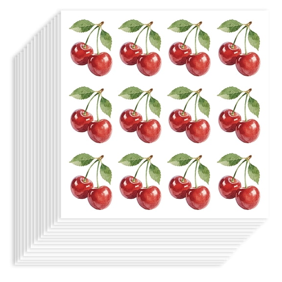 20pcs Self-Adhesive Paper Decorative Stickers for Party Decorative Presents Sealing Cherry 90x90mm 12patterns/pc