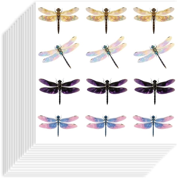 20pcs Self-Adhesive Paper Decorative Stickers for Party Decorative Presents Sealing Dragonfly 90x90mm 12patterns/pc DIY