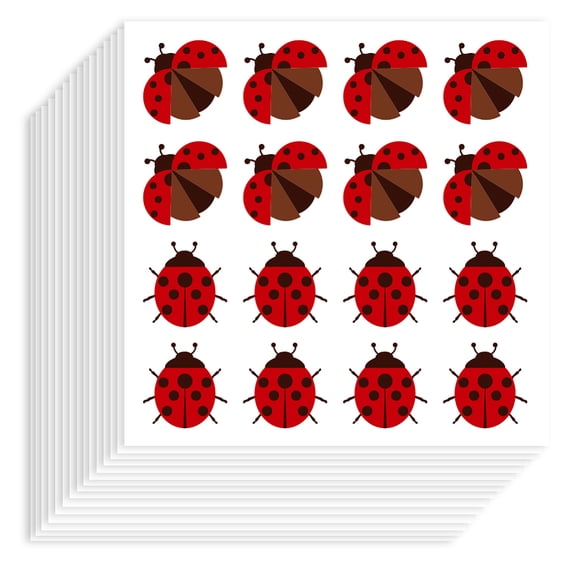 20pcs Self-Adhesive Paper Decorative Stickers for Party Decorative Presents Sealing Ladybug 90x90mm Sticker: 20x18.5mm 16 patterns/pc