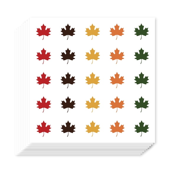 20pcs Self-Adhesive Paper Decorative Stickers for Party Decorative Presents Sealing Maple Leaf 90x90mm 25 patterns/pc for DIY