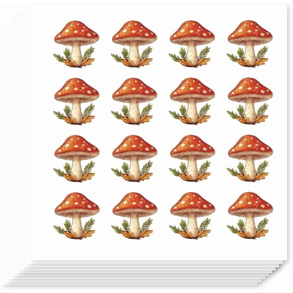 20pcs Self-Adhesive Paper Decorative Stickers for Party Decorative Presents Sealing Mushroom 90x90mm Sticker: 20x18.5mm 16 patterns/pc for DIY