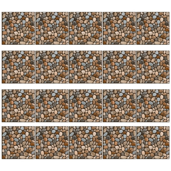 20pcs Self Adhesive Retro Simulation Cobblestone Tiles Sticker for Home
