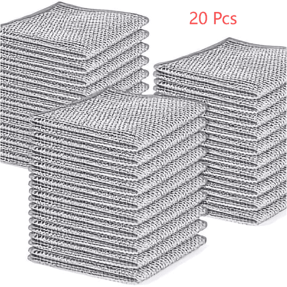 20pcs Set Non-Scratch Steel Wool Dishcloth - Multi-Use Kitchen Scrubbers, Durable Cleaning Pads For Wet & Dry Use