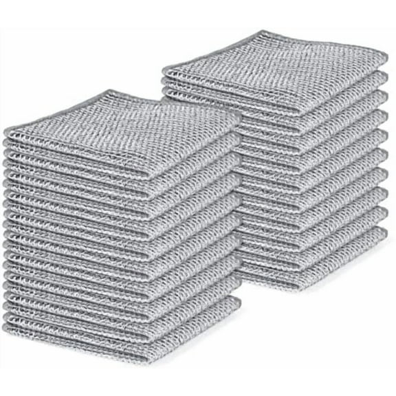 20pcs Set Non-Scratch Steel Wool Dishcloth - Multi-Use Kitchen Scrubbers, Durable Cleaning Pads for Wet & Dry Use White
