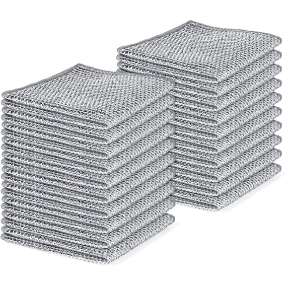 20pcs Set Non-Scratch Steel Wool Dishcloth - Multi-Use Kitchen Scrubbers, Durable Cleaning Pads for Wet & Dry Use White
