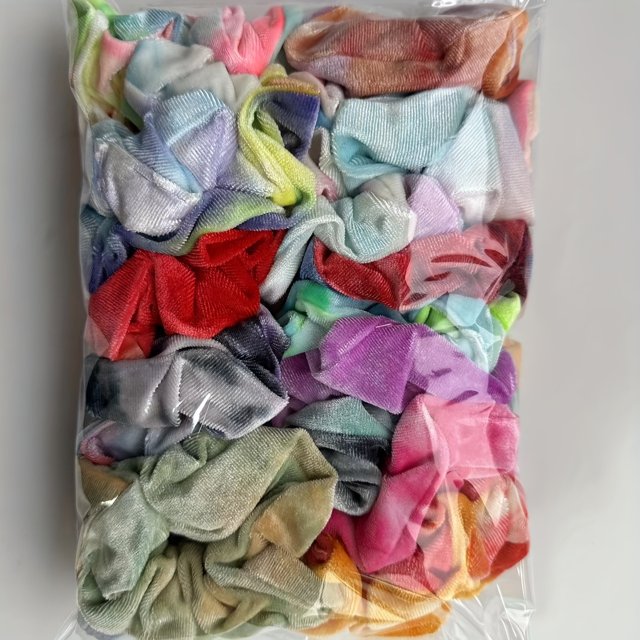 20pcs/Set Velvet Tie Dye Hair Scrunchies Boho Gradient Color Hair Bands