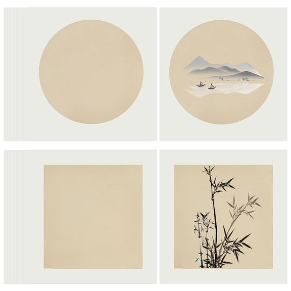 20pcs Shikishi Paper Pre-Mounted Xuan Paper Chinese Paper Raw Shikishi Board Chinese Calligraphy Supplies Drawing Rice Paper