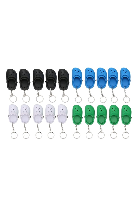 20pcs Shoe Keychains, Assorted Colors Soft Silicone Slipper Key Chain, Ideal Pendant Decoration for Bags and Phone