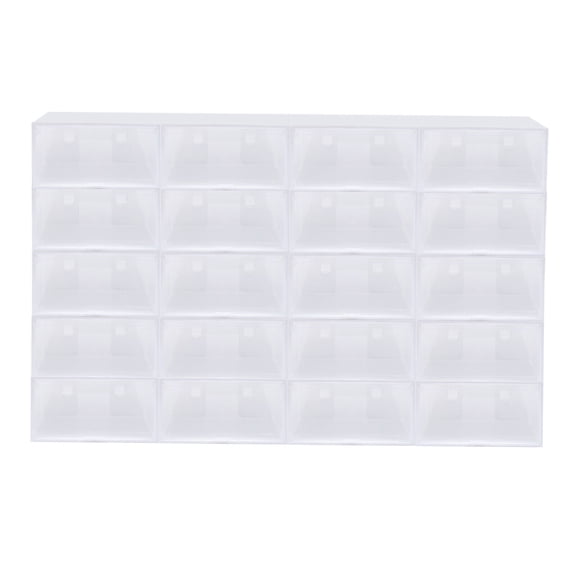 20pcs Shoe Storage Box Foldable Clear Sneaker Case Organizer Side Open