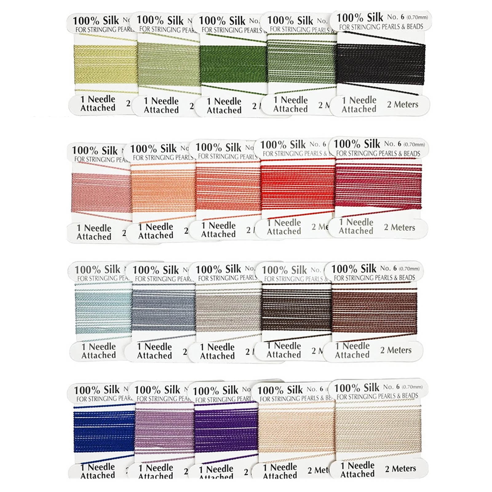 20pcs Silk Bead Cord Multicolor Needle End Silk Cord for Jewelry Beading Supplies Braided String Thread 0.6mm/0.7mm
