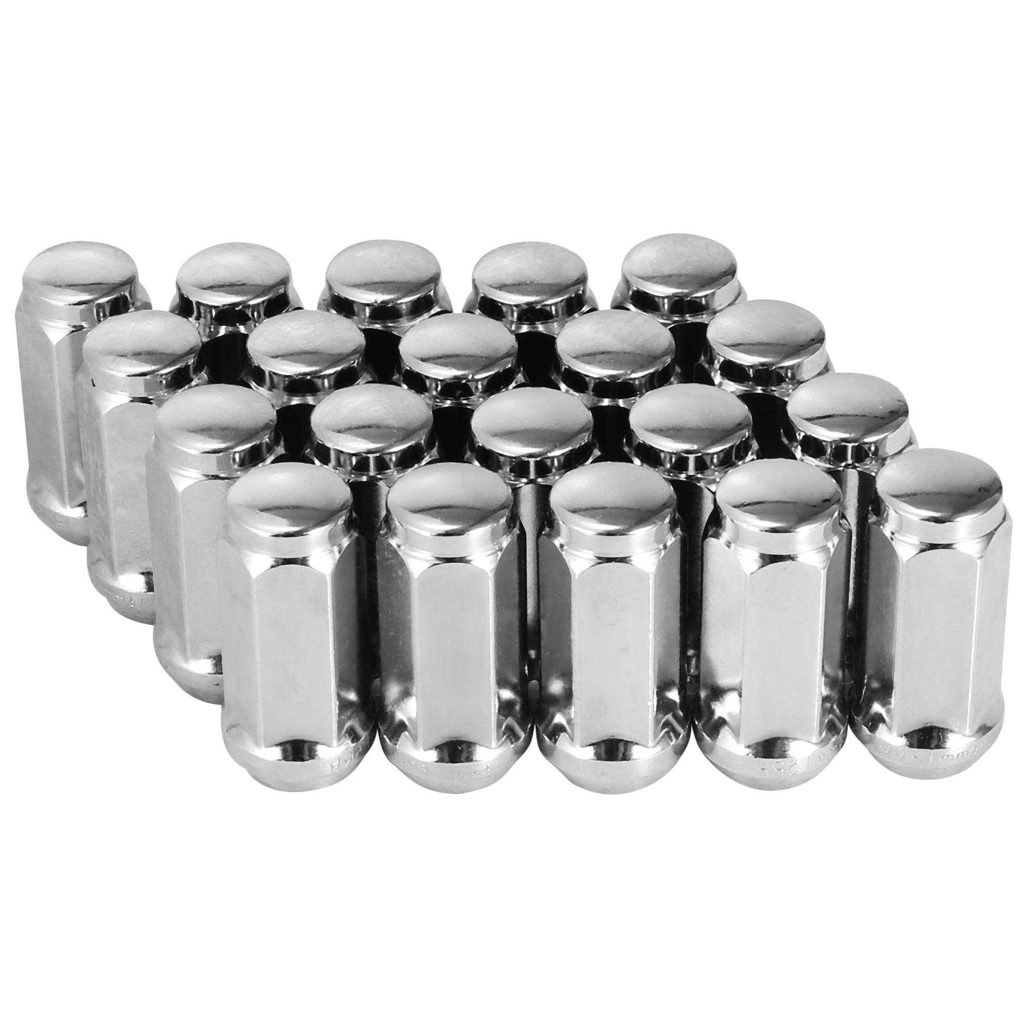 20pcs Silver Tone M14x1.5 Vehicle CNC Lug Nuts Spline Drive Lug Nuts 1.9  Inch Length 19mm Hex Size