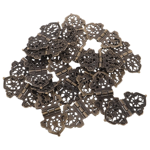 20pcs Small Hinges For Wooden Box - Hollow Antique Mini Folding Hinges - Retro Bronze Jewelry Box Decorative Hardware For Diy Projects