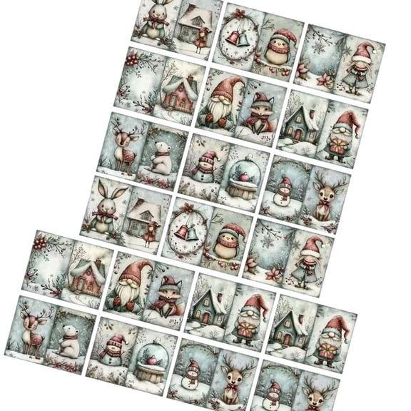 20pcs Snowbound Dwarf Christmas Postcard Easy Mailing Greeting Cards