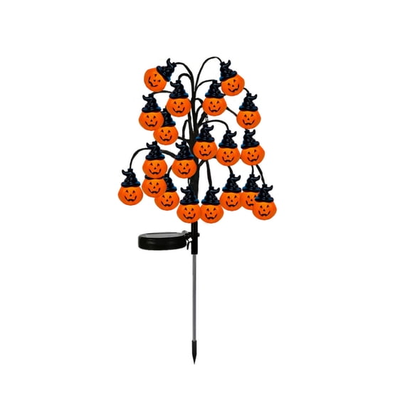 20pcs Solar Halloween Pumpkin Branch Lights, LED Waterproof Outdoor Garden Pathway Stake Lights, 29.9 Inch
