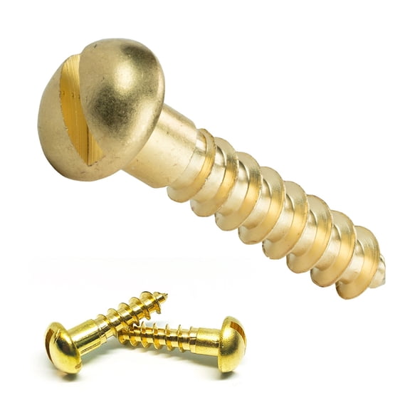 20pcs Solid Brass In-line Minus Round Head Chipboard Fasteners Slotted Drive Countersunk Head Wood Screw Furniture Accessories