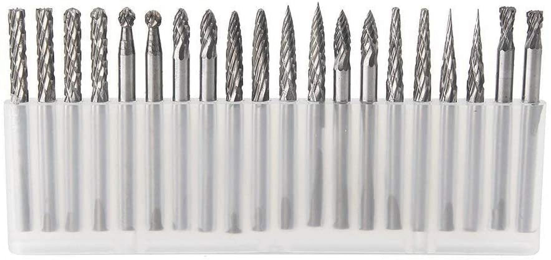 20 PCS Carbide Burr Set - 1/8" Shank Double Cut Rotary Burrs For Metal & Wood Carving