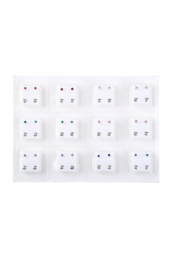 20pcs Special Round Ear Piercing Studs Earrings Silver Color Earrings Unisex