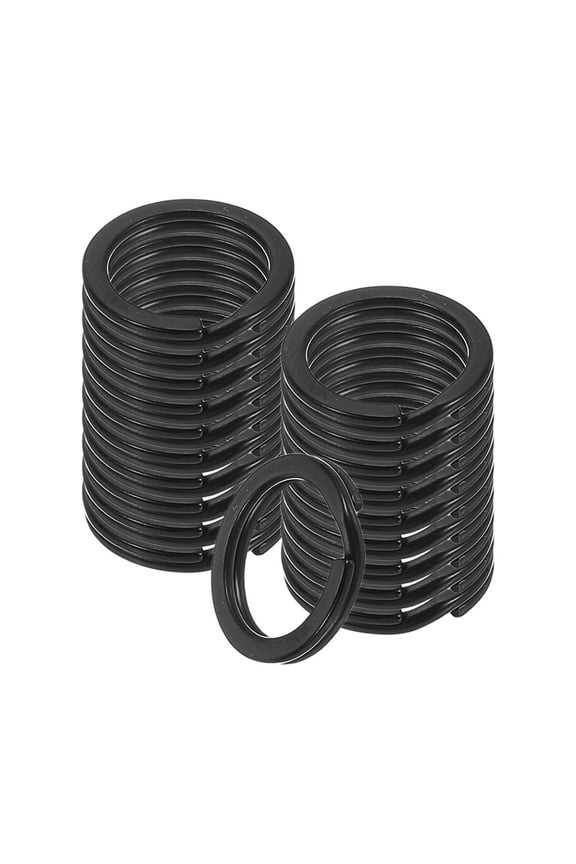 20pcs Split Keychain Rings, 15mm Round Flat Keyrings Stainless Steel Open Key Chain Ring Dog Tag Rings for DIY Keychain Craft Lanyard, 1.5mm Thick, Black