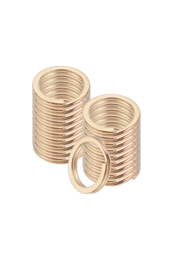 20pcs Split Keychain Rings, 15mm Round Flat Keyrings Stainless Steel Open Key Chain Ring Dog Tag Rings for DIY Keychain Craft Lanyard, 1.5mm Thick, Rose Gold