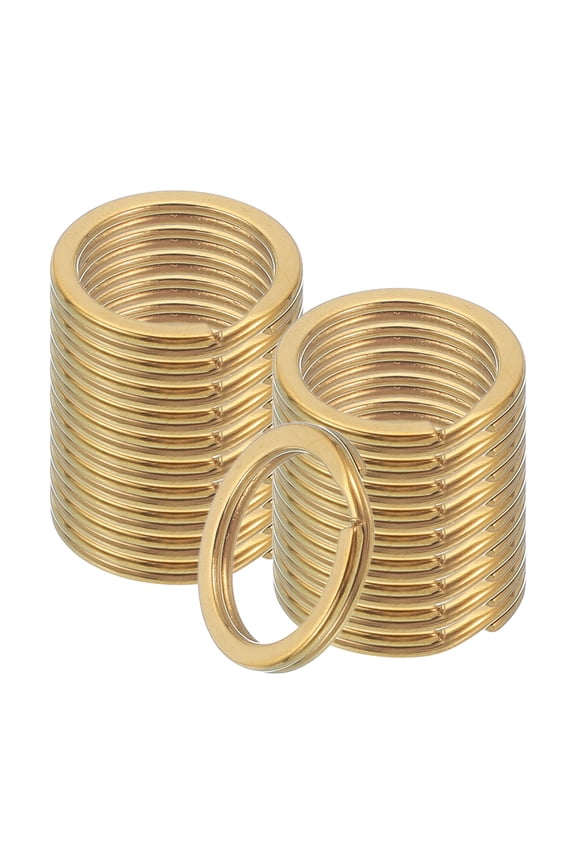 20pcs Split Keychain Rings, 20mm Round Flat Keyrings Stainless Steel Open Key Chain Ring Dog Tag Rings for DIY Keychain Craft Lanyard, 1.8mm Thick, Gold