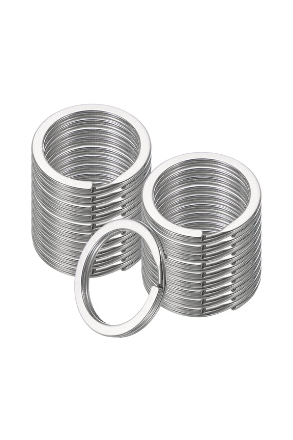 20pcs Split Keychain Rings, 25mm Round Flat Keyrings Stainless Steel Open Key Chain Ring Dog Tag Rings for DIY Keychain Craft Lanyard, 2mm Thick, Silver