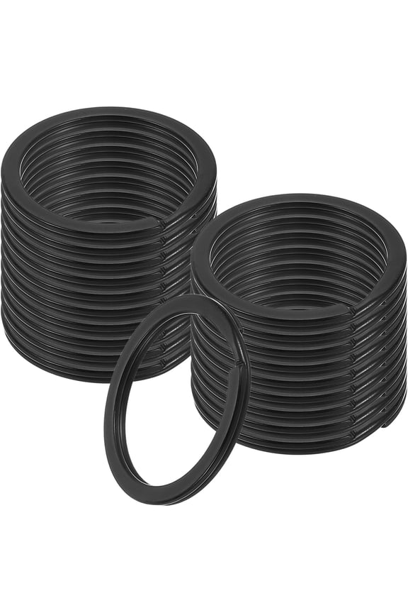 20pcs Split Keychain Rings, 30mm Round Flat Keyrings Stainless Steel Open Key Chain Ring Dog Tag Rings for DIY Craft Lanyard, 2mm Thick, Black