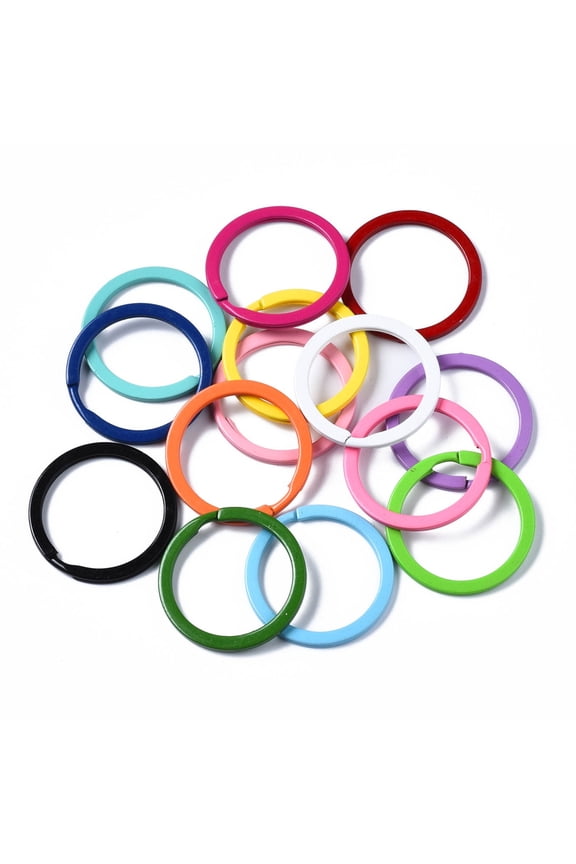 20pcs Spray Painted Iron Split Key Rings Keychain Clasp Findings Ring Mixed color 30x2mm Inner Diameter: 24mm