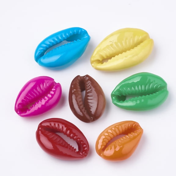 20pcs Spray Painted Natural Cowrie Shell Beads Two Tone No Hole/Undrilled Mixed color 20~25x14~16x5~7mm