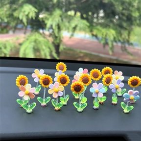 20pcs Spring Wobbly Flower Car Dashboard Ornament Interior Decor Shaking Head Sunflower Car Accessories Rearview Mirror Steering Wheel Decoration Cute Car Decor for Home Office Desk (20pcsA+B)