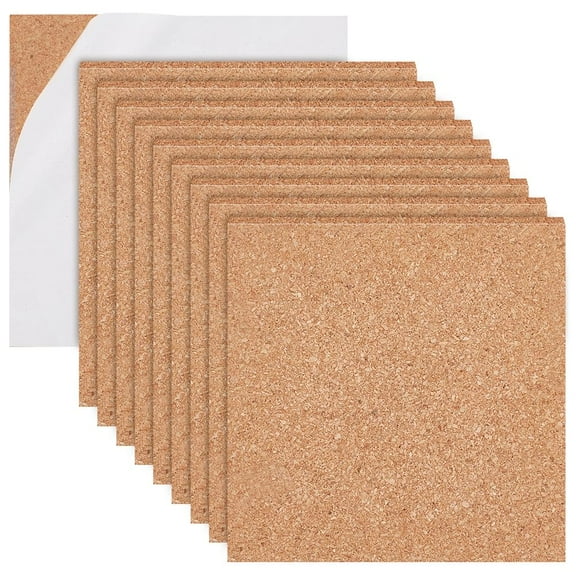 20pcs Square Self-Adhesive Cork Sheets 3.9 x 3.9 Inch Reusable Cork Backing Sheets for Wall Decoration Party and DIY Crafts Supplies 3.5mm Thick DIY