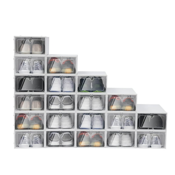 20pcs Stackable Shoe Storage Box, Durable Plastic Sneaker Display Case Organizer, for Home Entrance Bedroom