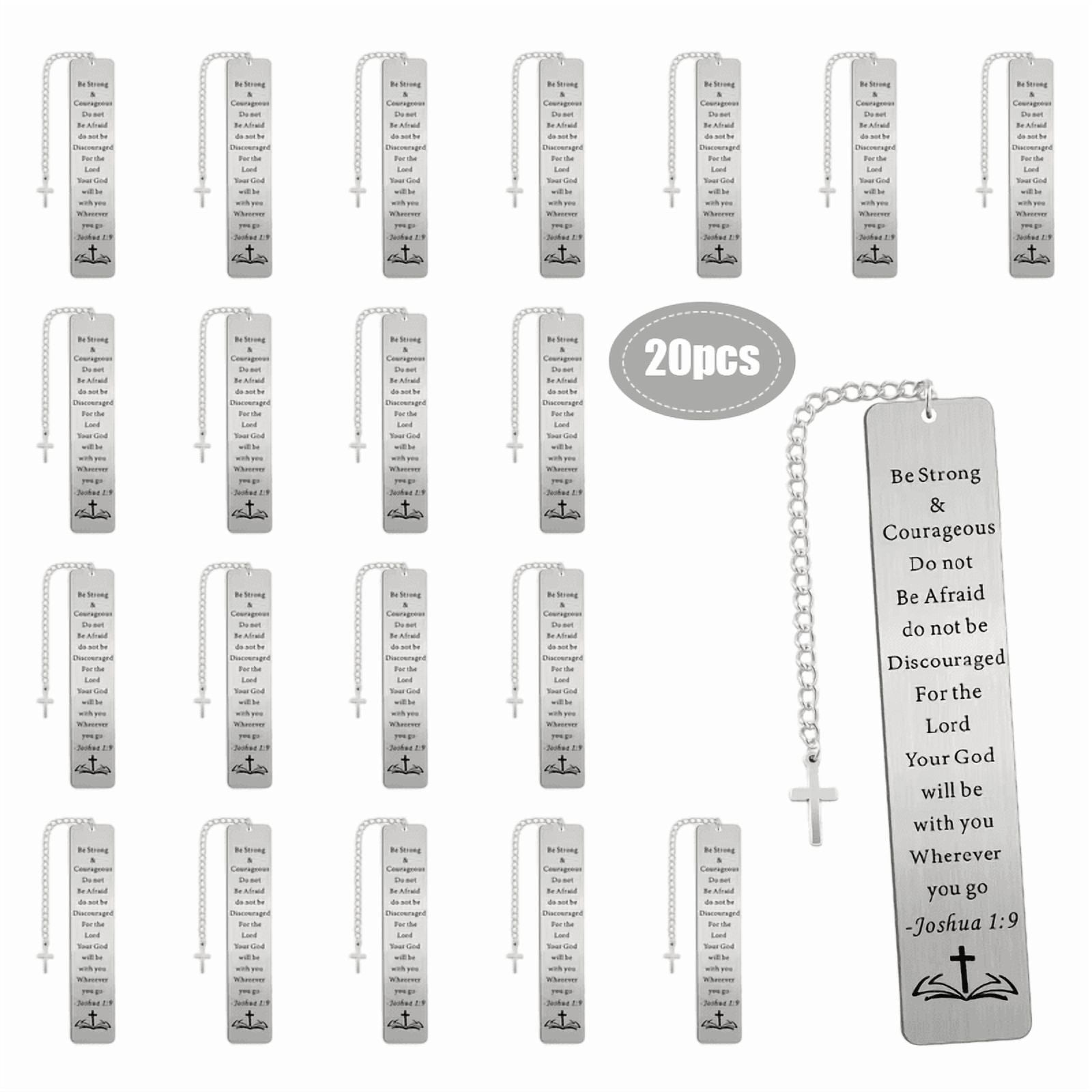 20pcs Stainless Steel Bible Verse Bookmarks with Cross Pendant, Christian Bookmarks with Labeled Chapters/Books & Keychain Tag, Durable Scripture Bookmarks for Men, Women, Church Group, Ideal Gifts