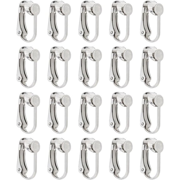 20pcs Stainless Steel Clip-on Silver Earring Components Clip on Earring Hooks Earring Cabochons Setting for Ears