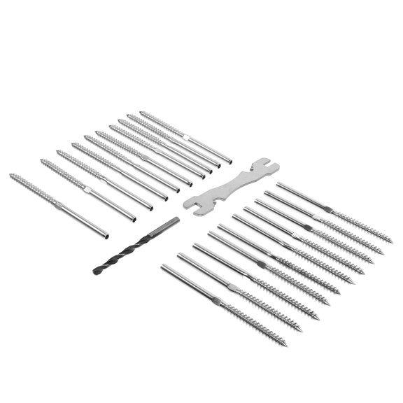 20pcs Stainless Steel Deck Cable Railing Screws with Left and Right Handed Threads Lag Screws for Stair Post Cable Railing Hardware
